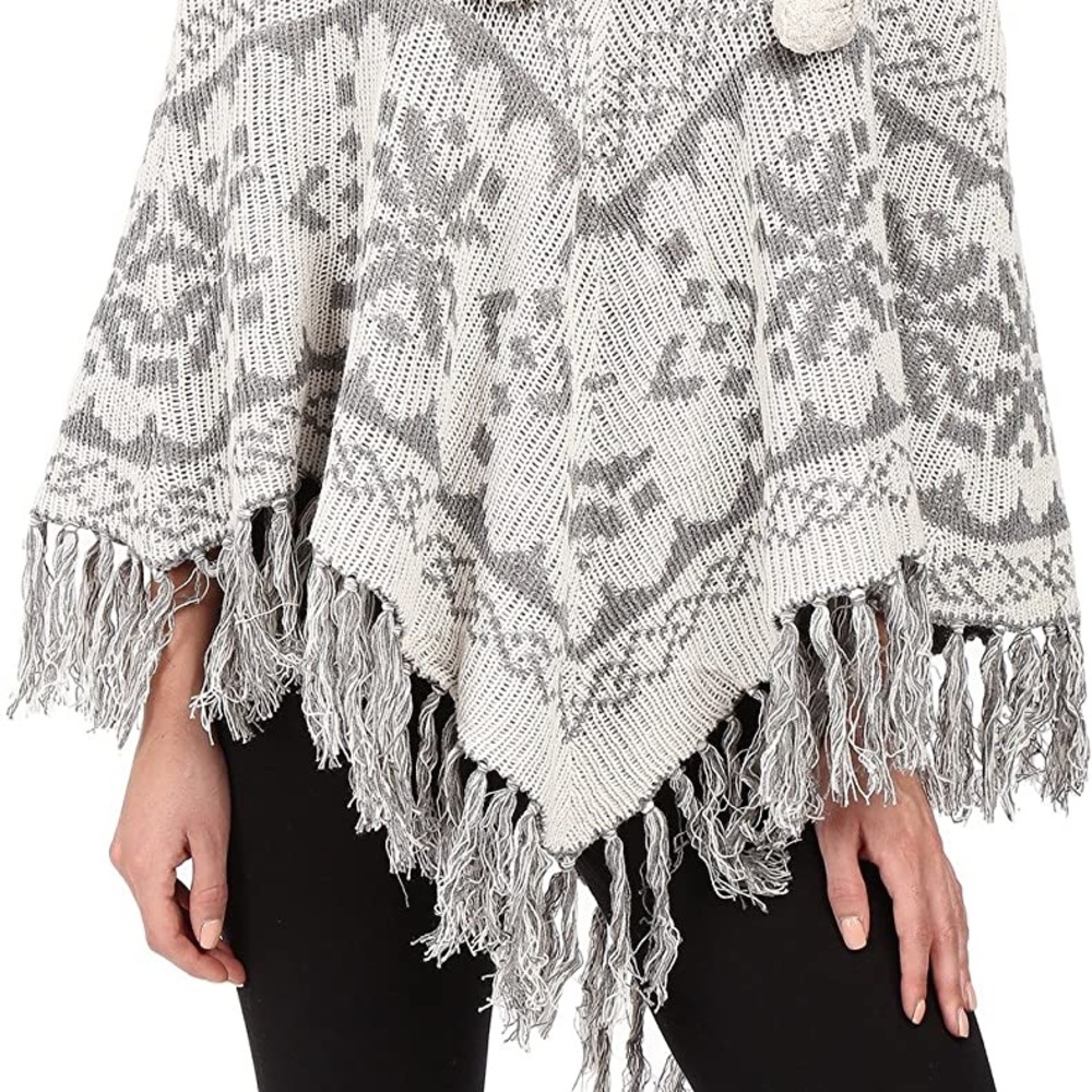 🔆PJ SALVAGE🔆 NATURAL PONCHO SWEATER REVERSIBLE - Picture 7 of 16
